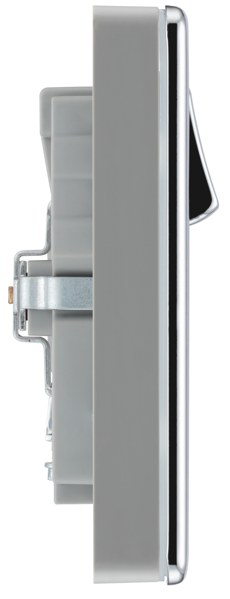BG Electrical Flatplate Screwless Polished Chrome - Double switched, single pole, with 2 x USB A