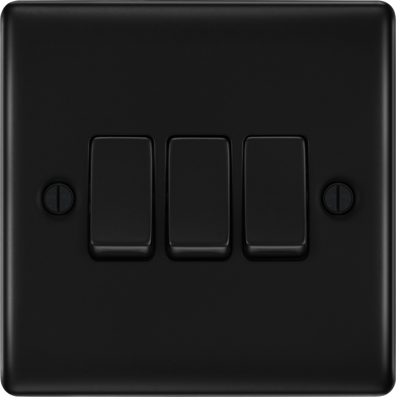 BG Electrical Nexus Metal Matt Black - Triple, 2 way switch