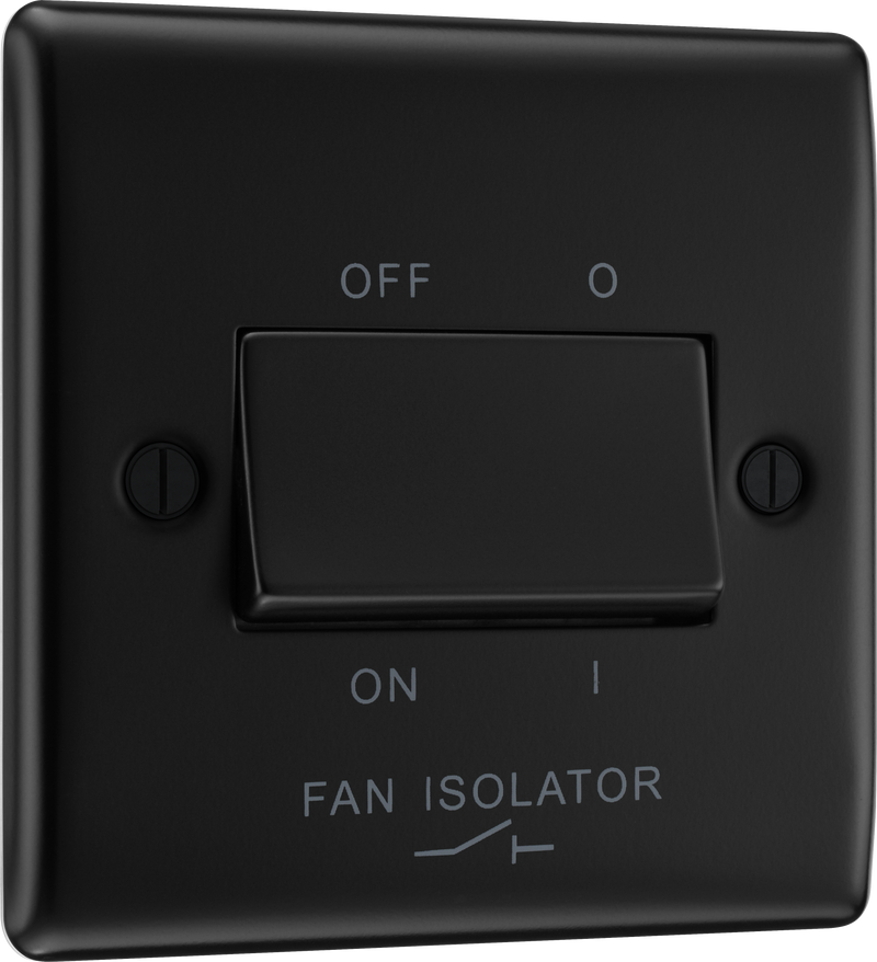 BG Electrical Nexus Metal Matt Black - Triple pole fan isolator