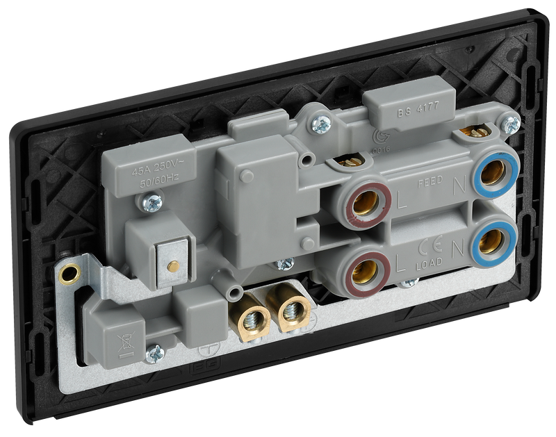 BG Electrical Evolve Matt Black - 45A double pole with switched socket and indicators