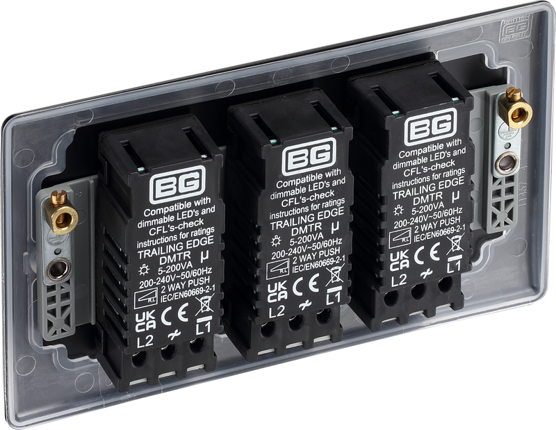 BG Electrical Nexus Metal Matt Black - Triple, 2 way push 200W