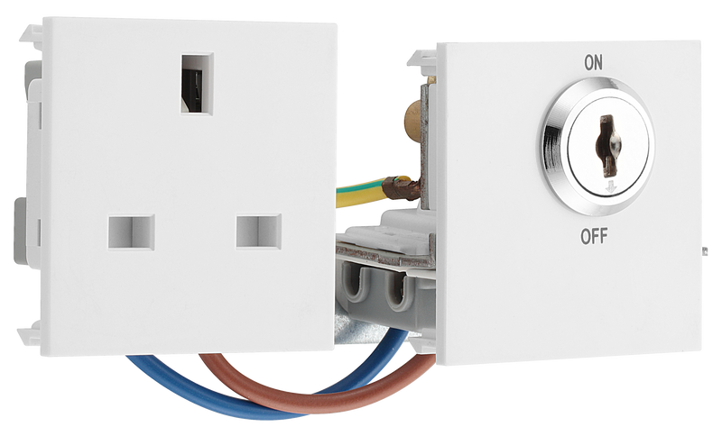BG Electrical Euro Module - 13A double pole, key controlled socket