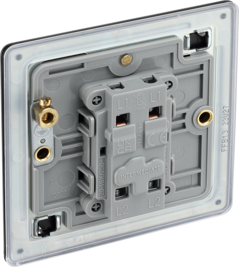 BG Electrical Flatplate Screwless Matt Black - Intermediate switch