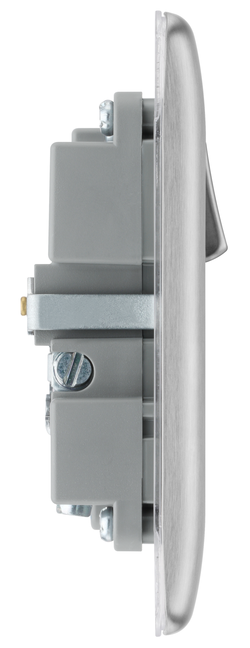BG Electrical Nexus Metal Brushed Steel - Single, switched, single pole, with 1 x USB A + 1 x USB C