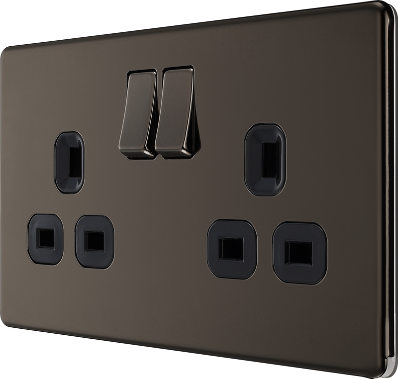 BG Electrical Flatplate Screwless Black Nickel - Double switched, double pole