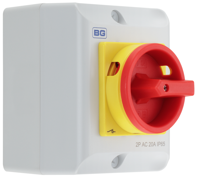 BG Circuit Protection Rotary Isolator 2 Pole - 20A, 2-Pole AC, Rotary Isolator