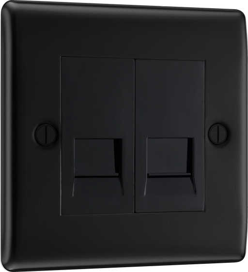 BG Electrical Nexus Metal Matt Black - Double, RJ11 telephone socket