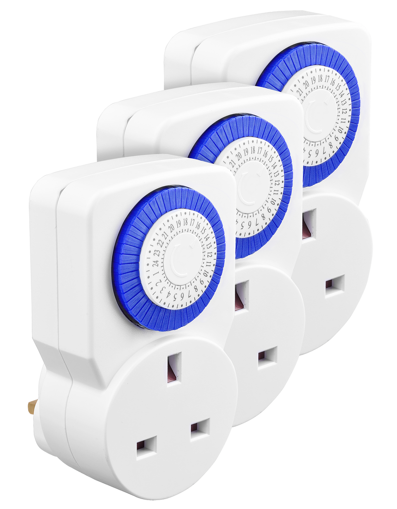 Masterplug Timer - 24 Hour, White - 3 Pack