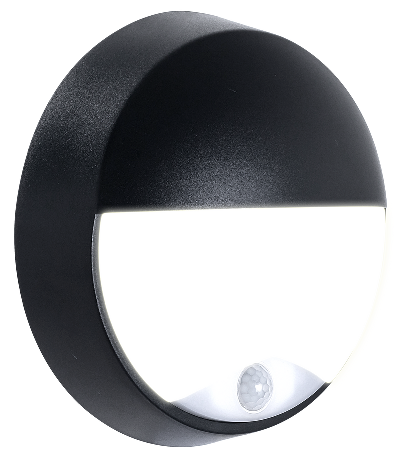 Luceco Ext Residential - Exterior residential bulkhead eyelid 400lumens with white or black bezel + PIR