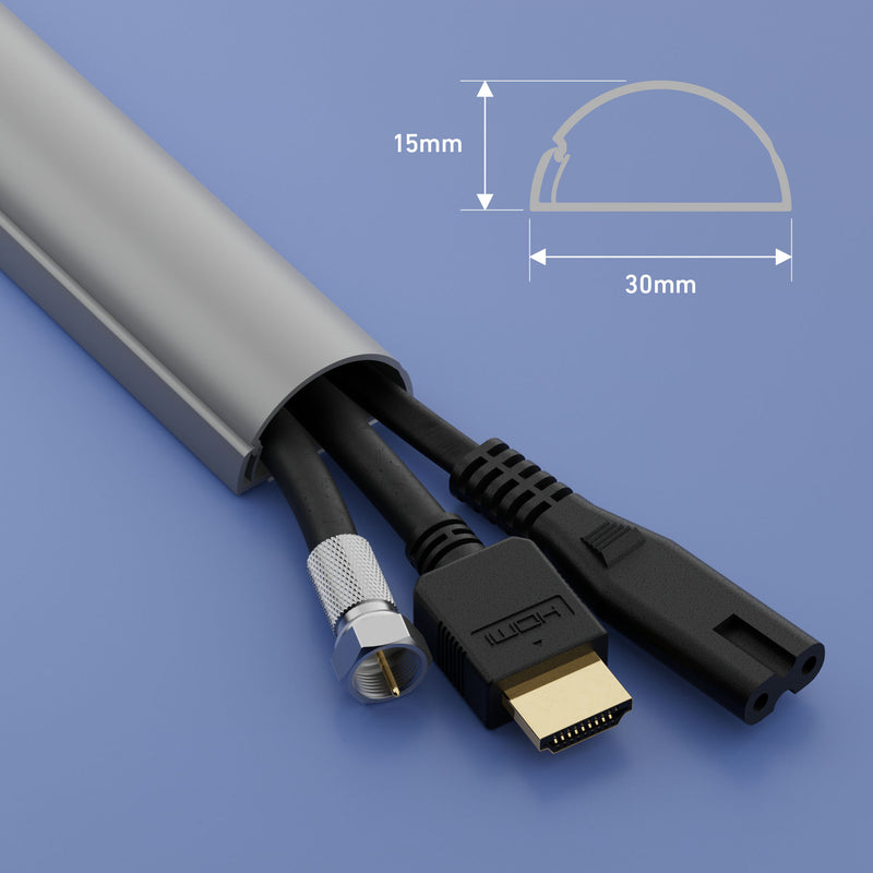 D-Line Trunking - 30x15mm Aluminium-Effect 3m Self Adhesive Length