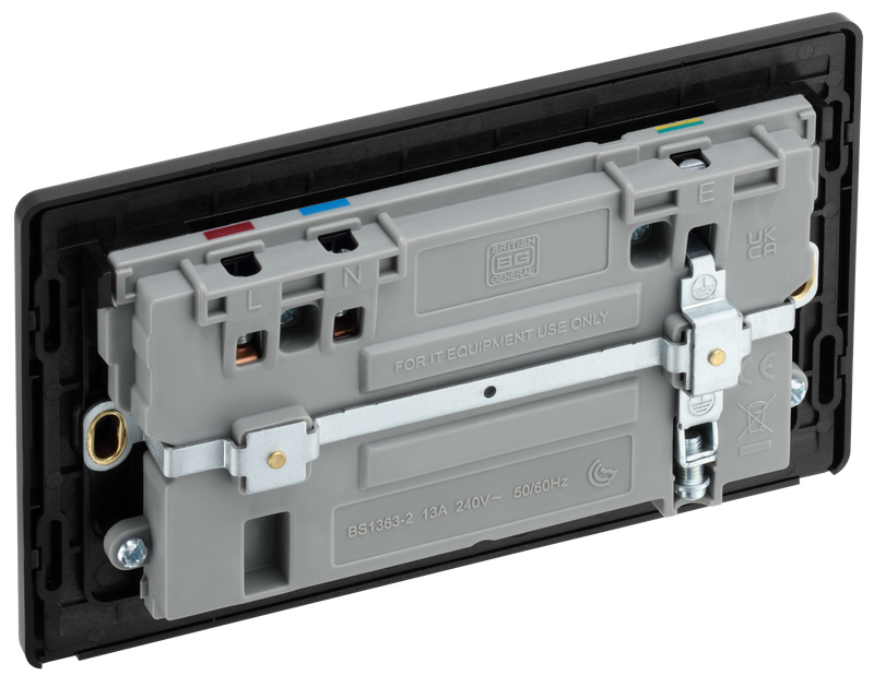 BG Electrical Evolve Matt Grey - Double switched single pole, with USB A + C (45W)