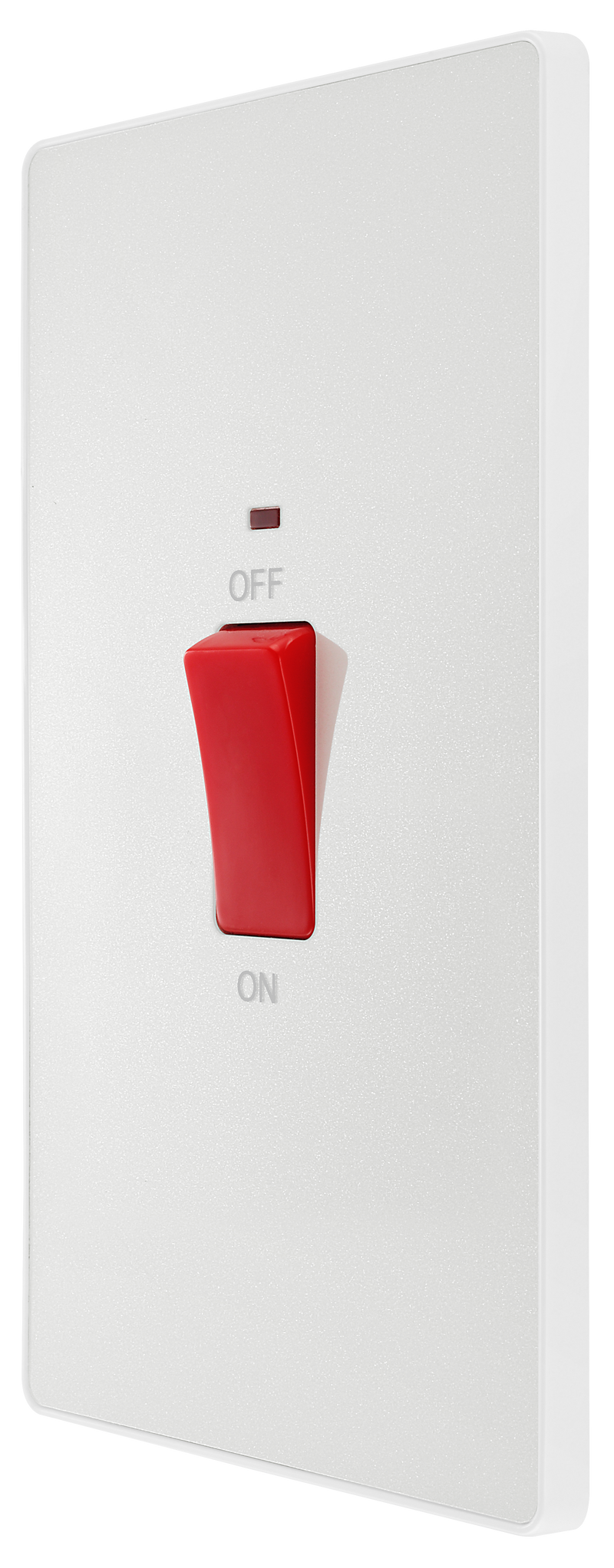 BG Electrical Evolve Pearlescent White - 45A, double pole, large plate, with indicator