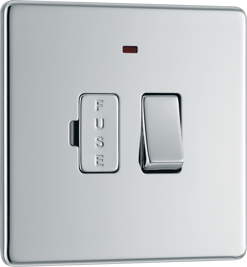 BG Electrical Flatplate Screwless Polished Chrome - Switched and fused with indicator
