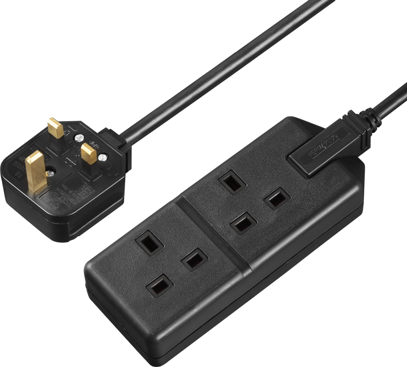 Masterplug Work - 2 Sockets, 4m, 13A, Black