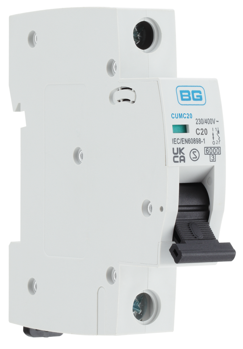 BG Circuit Protection MCB - Bidirectional 20A, C Curve, MCB, Single Pole, 6kA,1 module