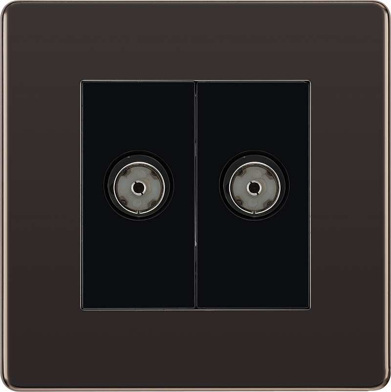 BG Electrical Flatplate Screwless Black Nickel - Double isolated, co-axial