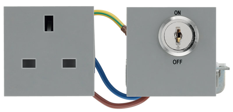 BG Electrical Euro Module - 13A double pole, key controlled socket