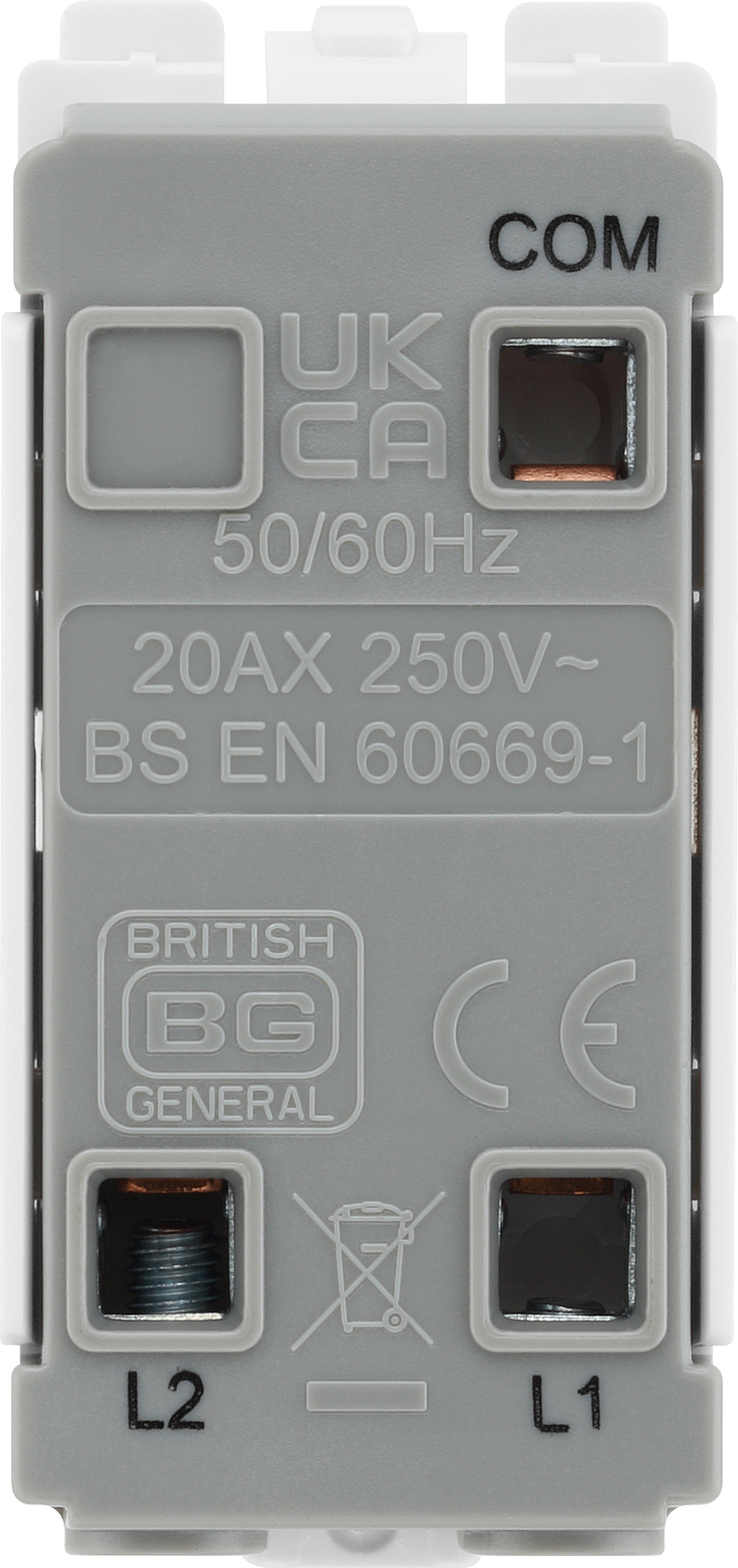 BG Electrical Grid - 2 way, single pole, printed EMG LTG TEST (EVOLVE BLACK)