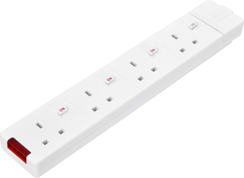 Masterplug Switched - 4 Sockets, 13A, White