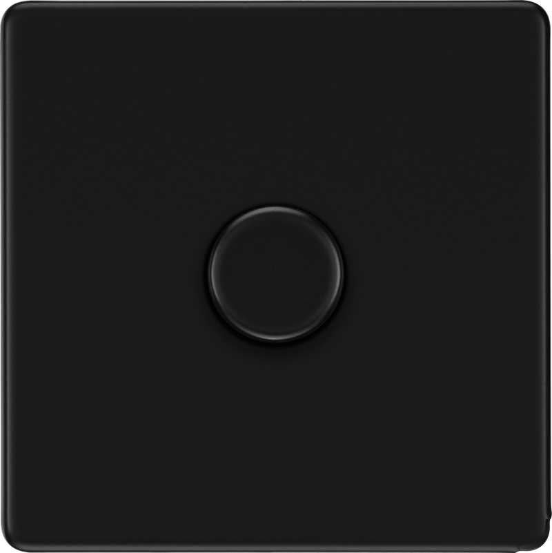 BG Electrical Flatplate Screwless Matt Black - Single, 2 way push 200W