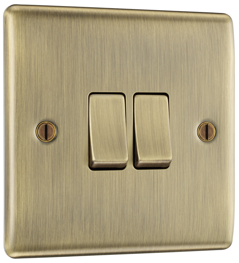 BG Electrical Nexus Metal Antique Brass - Double, 2 way switch