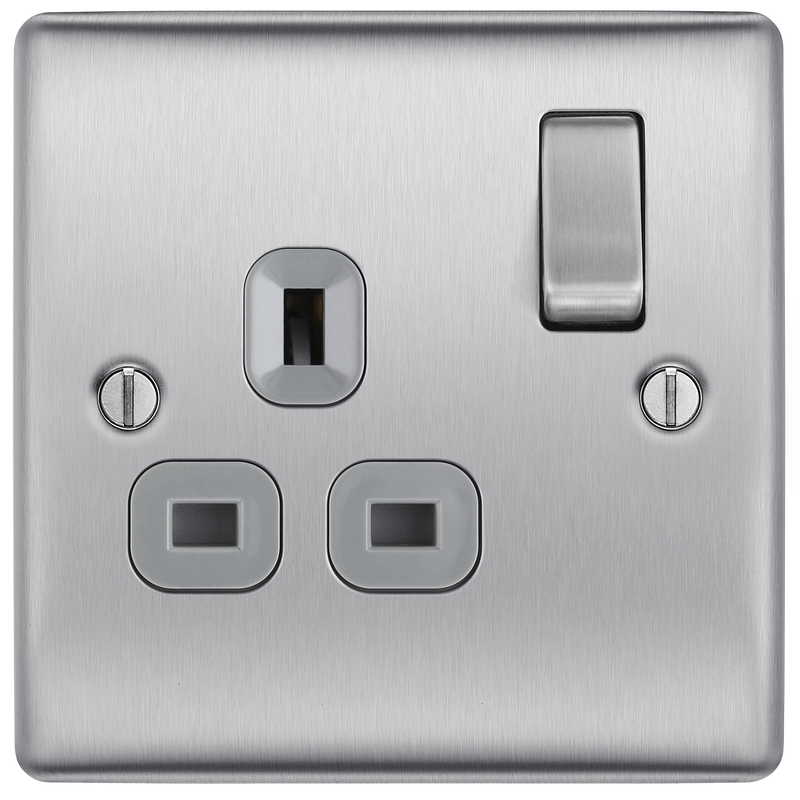 BG Electrical Nexus Metal Brushed Steel - Single switched, double pole