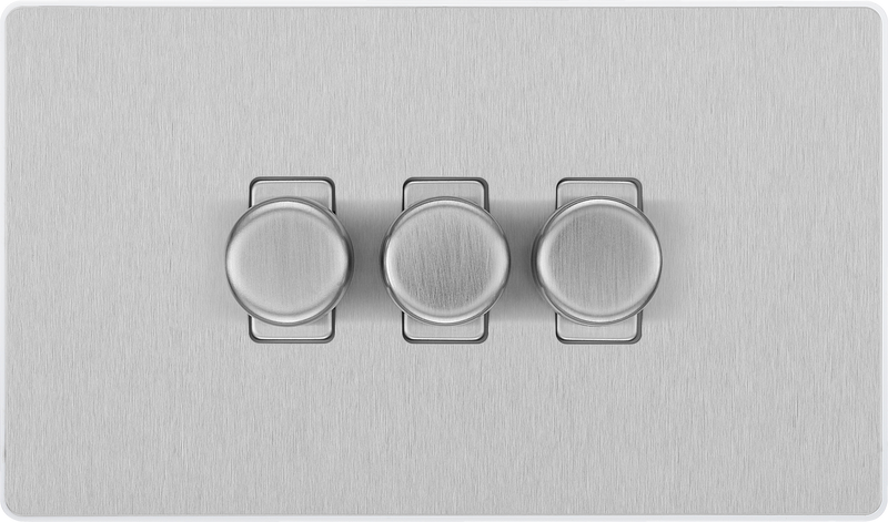 BG Electrical Evolve Brushed Steel - Triple, 2 way push 200W