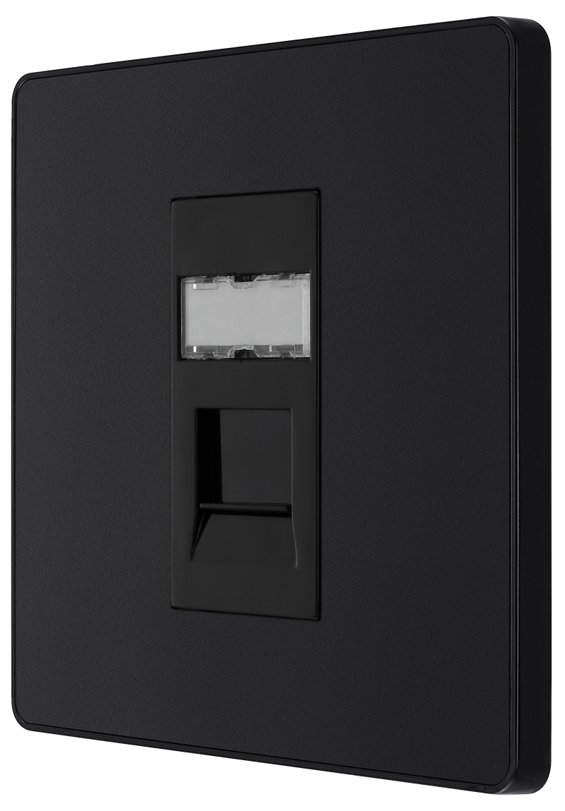 BG Electrical Evolve Matt Black - Single, RJ45 telephone socket