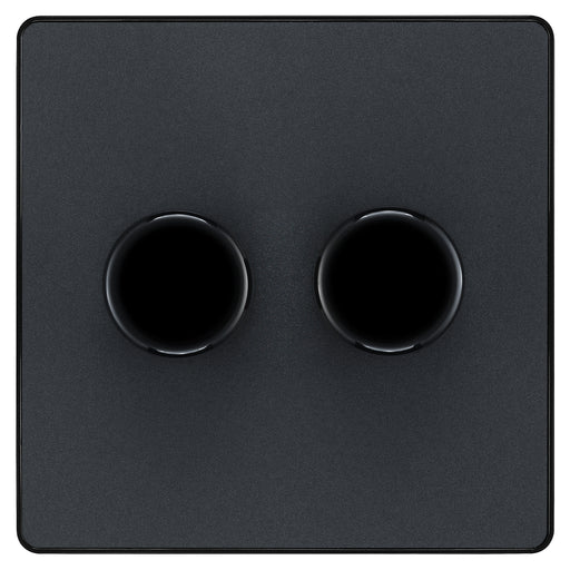 BG Electrical Evolve Matt Grey - Double, 2 way push 200W