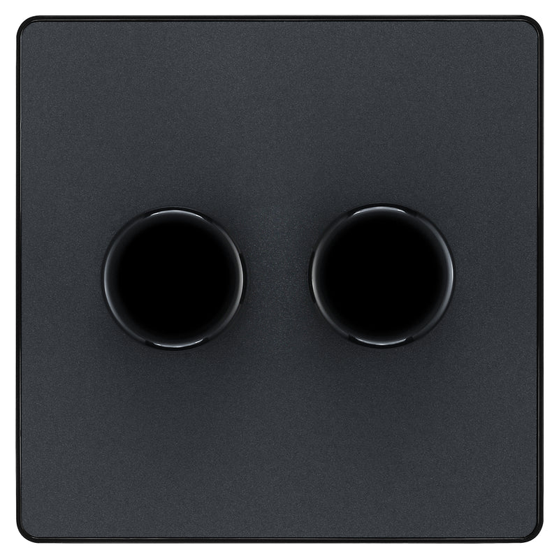 BG Electrical Evolve Matt Grey - Double, 2 way push 200W