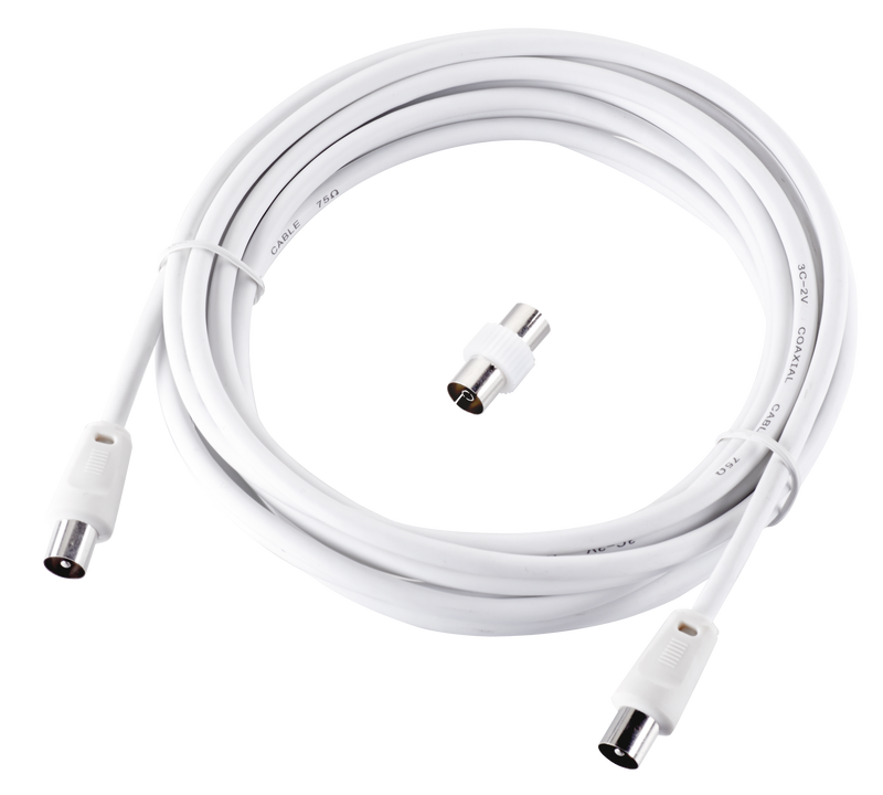Ross Cable Accessories - Coaxial aerial cable with coupler (3m, white)