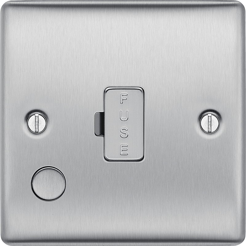 BG Electrical Nexus Metal Brushed Steel - Unswitched and fused with flex outlet