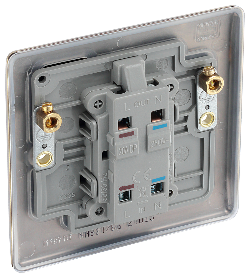 BG Electrical Nexus Metal Antique Brass - 20A, double pole, with indicator