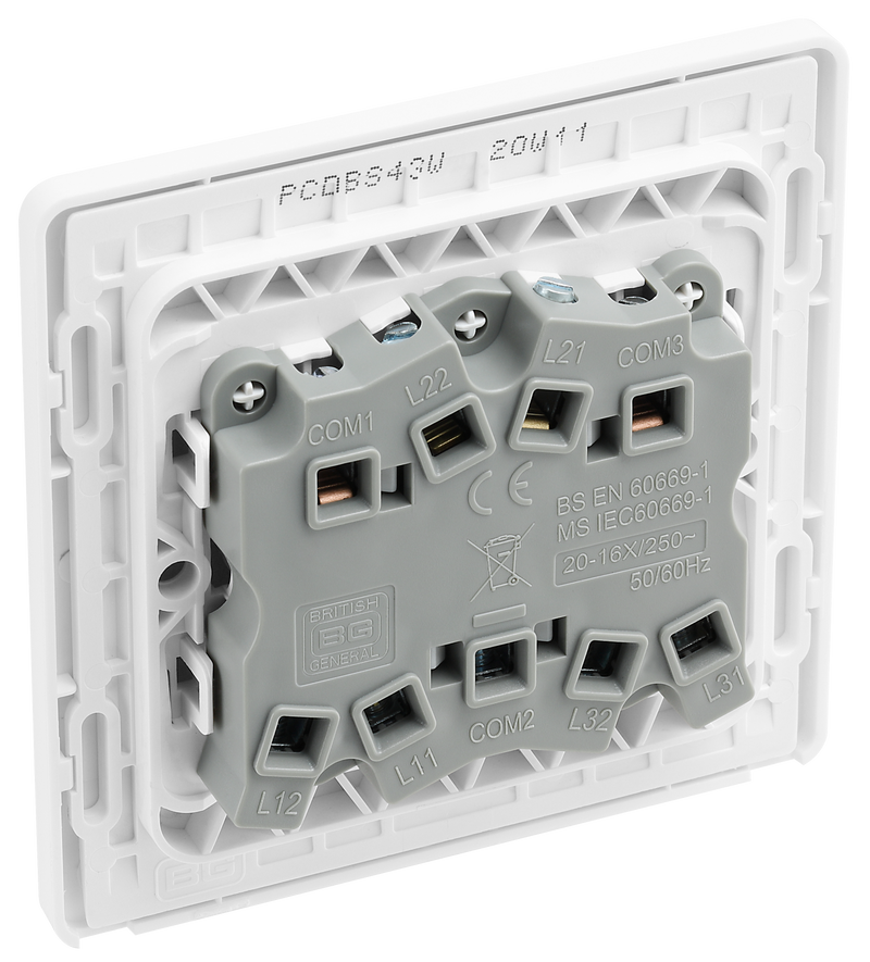 BG Electrical Evolve Brushed Steel - Triple, 2 way switch