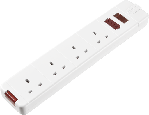 Masterplug Basic - 4 Sockets, 13A, White