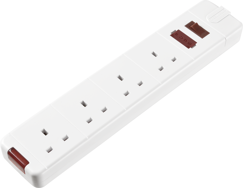 Masterplug Basic - 4 Sockets, 13A, White