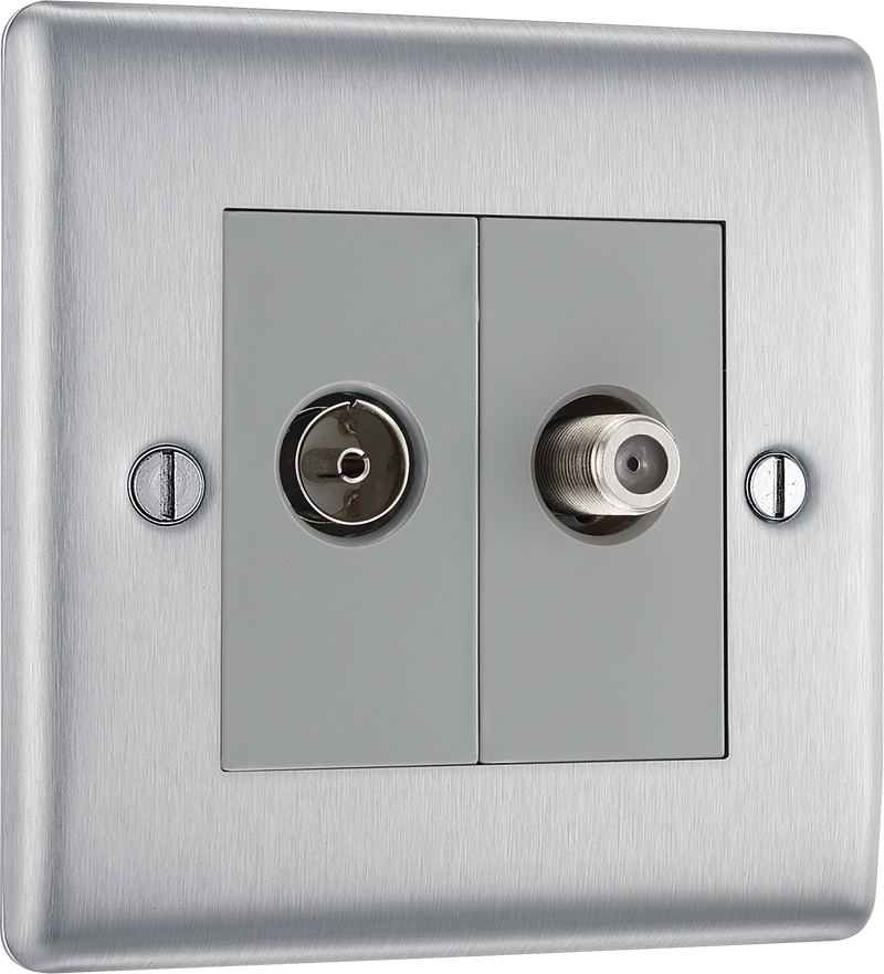 BG Electrical Nexus Metal Brushed Steel - Double, satellite and co-axial