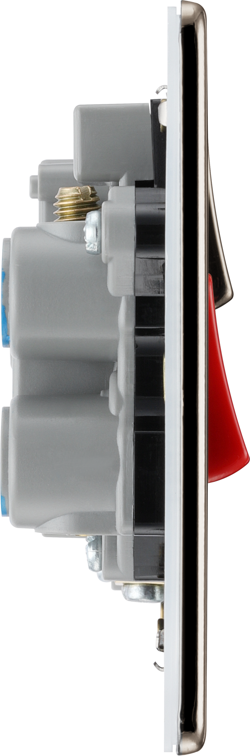 BG Electrical Flatplate Screwless Black Nickel - 45A double pole with switched socket and indicators