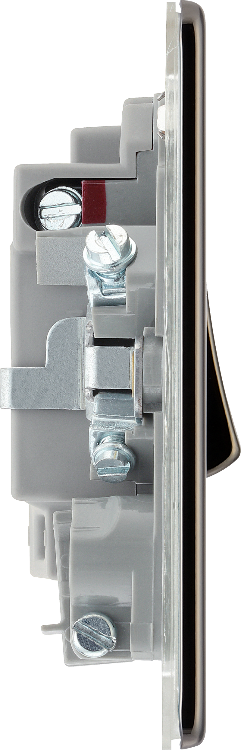 BG Electrical Flatplate Screwless Black Nickel - Switched and fused with indicator and flex outlet