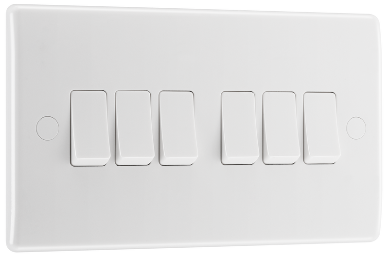 BG Electrical 800 Series - 6 gang, 2 way switch
