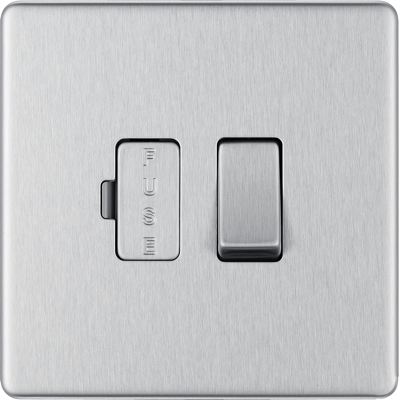 BG Electrical Flatplate Screwless Brushed Steel - Switched and fused