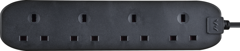 Masterplug Basic - 4 Sockets, 5m, 13A, Black