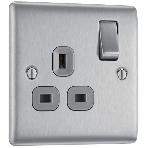 BG Electrical Nexus Metal Brushed Steel - Single switched, double pole