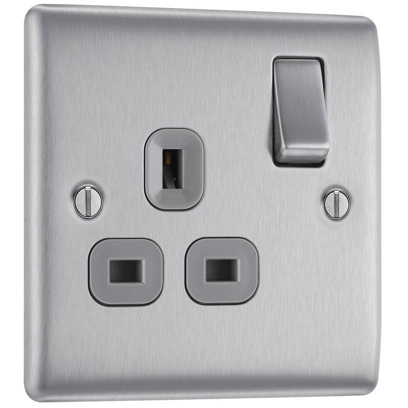 BG Electrical Nexus Metal Brushed Steel - Single switched, double pole
