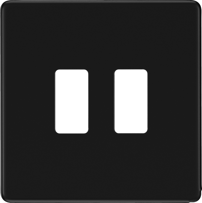 BG Electrical Flatplate Screwless Matt Black - 2 module - square