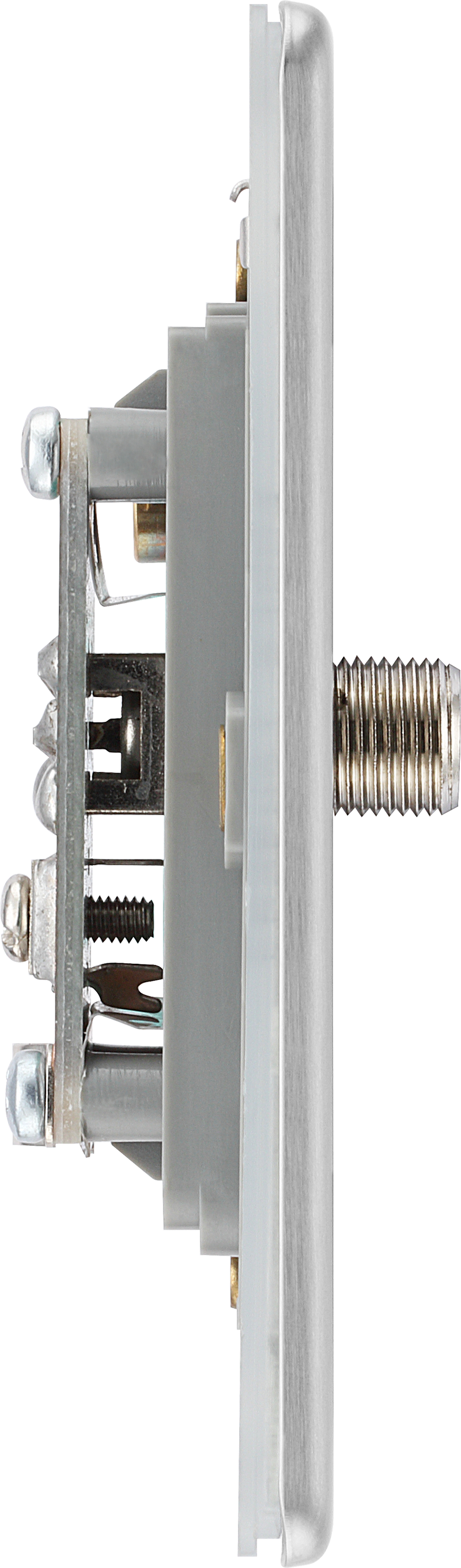 BG Electrical Flatplate Screwless Brushed Steel - Single, satellite
