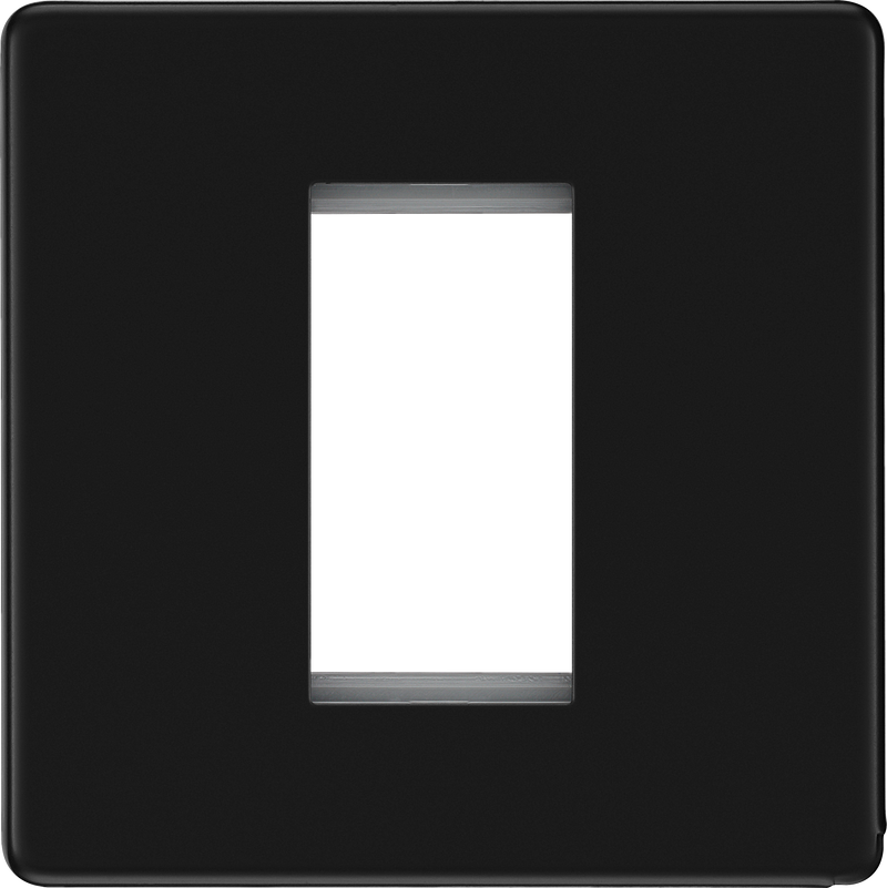 BG Electrical Flatplate Screwless Matt Black - 1 module - square