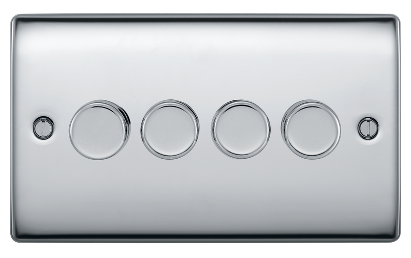 BG Electrical Nexus Metal Polished Chrome - Quadruple, 2 way push 200W