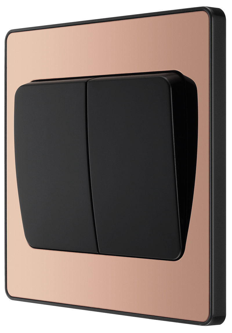 BG Electrical Evolve Polished Copper - Double, 2 way switch, wide rocker