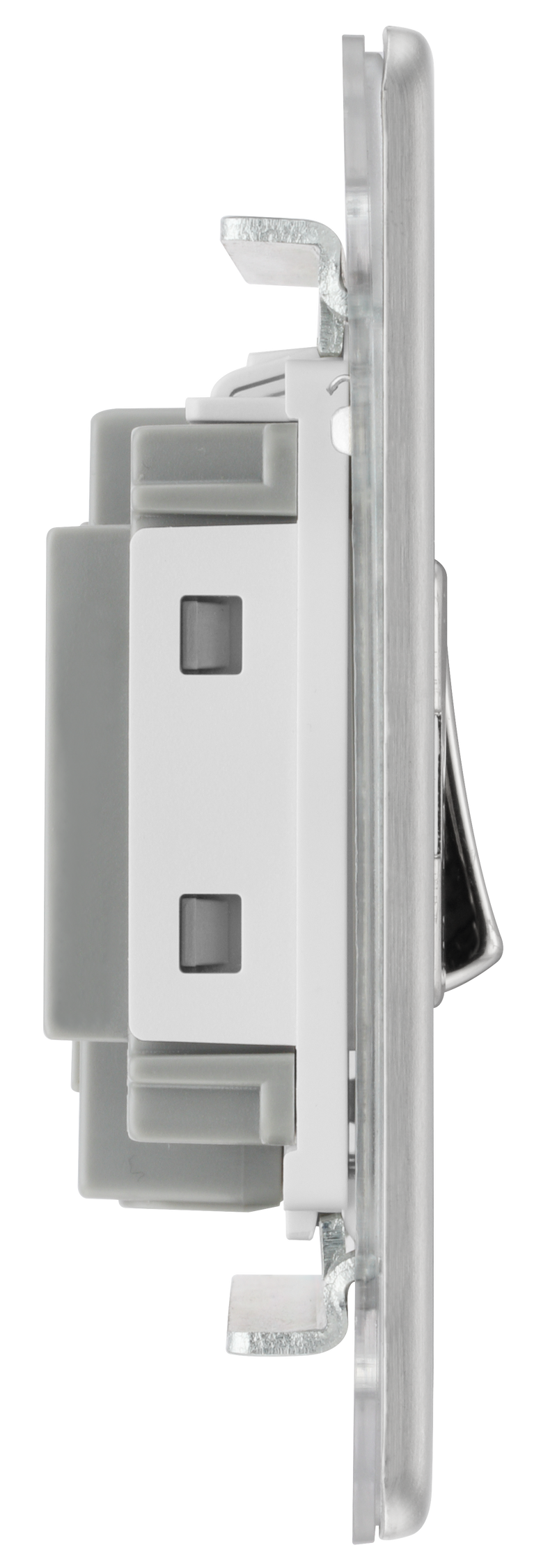 BG Electrical Flatplate Screwless Brushed Steel - 3 pole fan isolator, fused